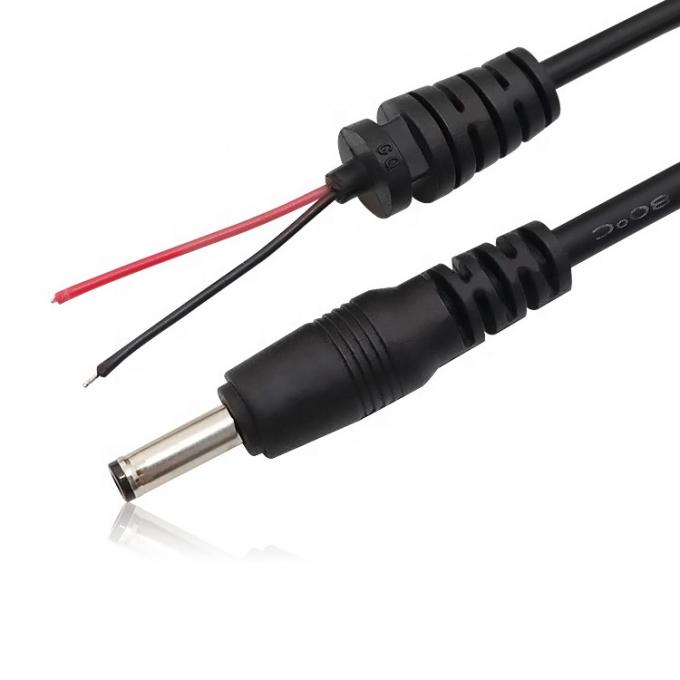 CUSTOM DC Barrel Jack Macho 2.1X5.5mm para Tinta de fio estripada Pigtail cabo de ponta nua com SR Grommet 5