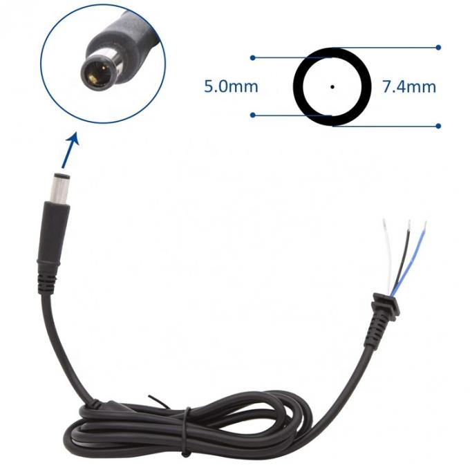 DC 7.4x5.0mm Jack de barril masculino para o extremo nu Embalagens de lata de aço aberto Pigtails Cabos de extensão de fio para adaptador de laptop 2