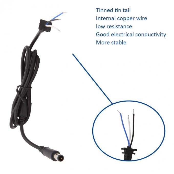 DC 7.4x5.0mm Jack de barril masculino para o extremo nu Embalagens de lata de aço aberto Pigtails Cabos de extensão de fio para adaptador de laptop 1