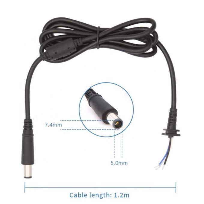 DC 7.4x5.0mm Jack de barril masculino para o extremo nu Embalagens de lata de aço aberto Pigtails Cabos de extensão de fio para adaptador de laptop 0