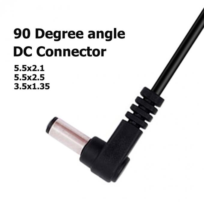 Ângulo de 90 graus Conector masculino para feminino 5.5x2.1mm Jack de barril cabo de extensão de energia DC 3