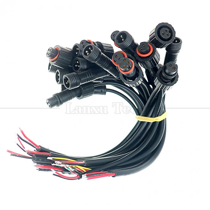 Personalização IP67 IP68 impermeável M12 2pin 3 pin 4pin M12 DC para abrir fios nus cabo final para luz LED 0