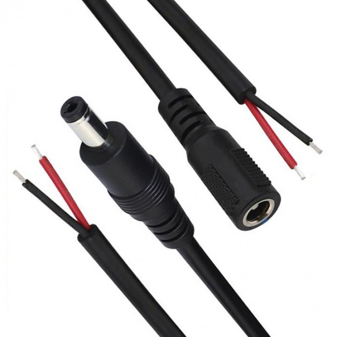 Masculino Feminino 5.5x2.1mm 5.5x2.5mm 3.5x1.35mm DC Plug Jack Socket para abrir fios de cauda de porco nu Cabo final para câmera de segurança de CCTV LED 1