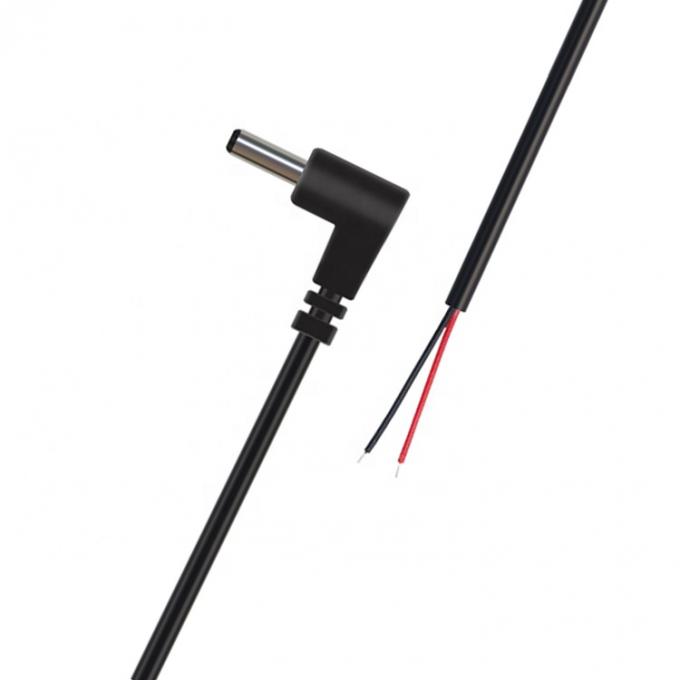Personalização ângulo de 90 graus DC Barril Jack macho 3,5x1,35mm para despojado de fio de lata Pigtail cabo de ponta nua 2