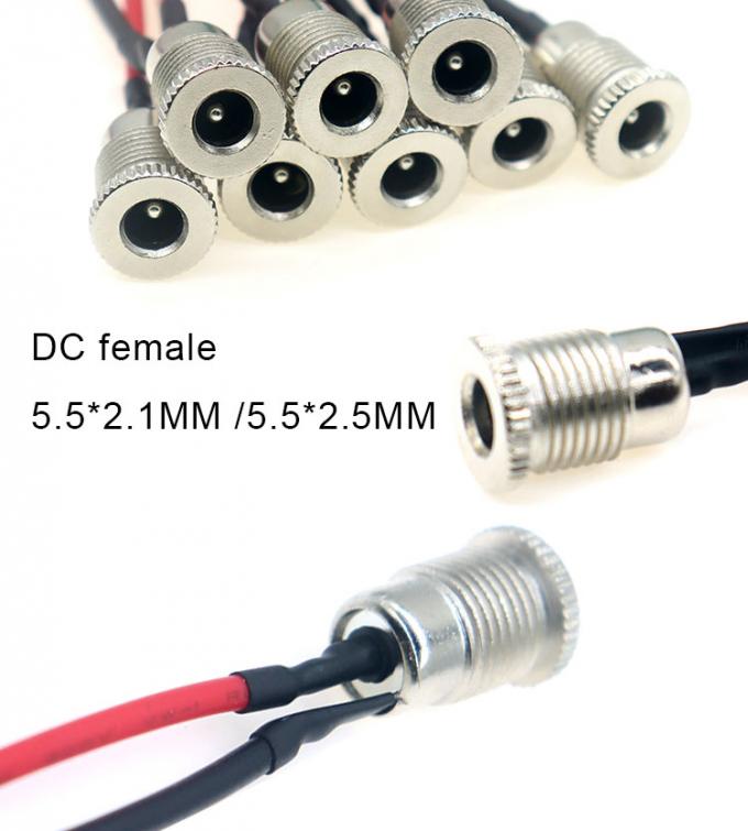 18awg 10a metal rosca fêmea soquete montagem dc099 5.5x2.1mm 5.5x2.5mm painel montagem conector trança dc power jack cabo 3