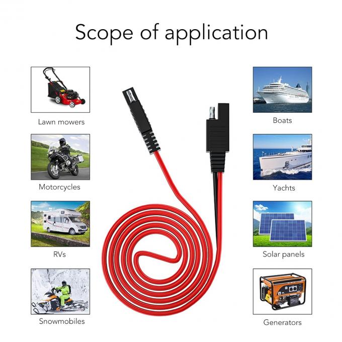 14AWG 2m SAE para SAE Power Cable de extensão automotiva de desconexão rápida Arnês de fio SAE conector para bateria solar 4