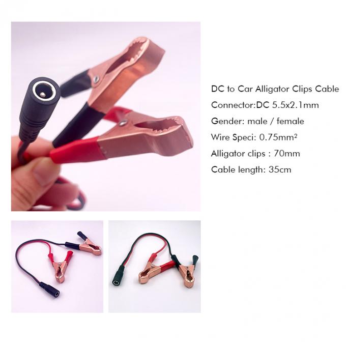 Homem Fêmea Jack DC Plug 5.5x2.1mm para Alligator Clips Car Car carregador cabo de alimentação 1