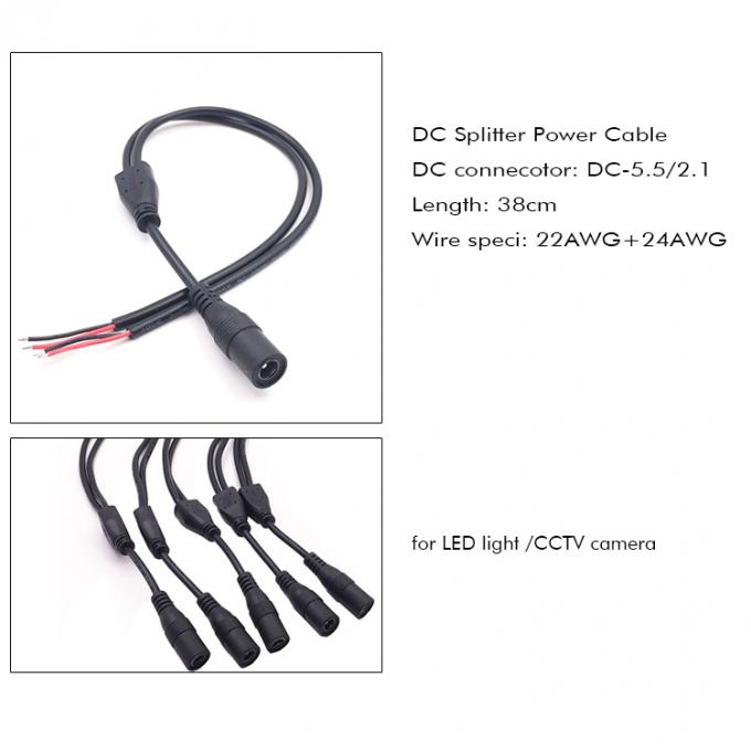 DC macho feminina 5.5x2.1mm Jack Splitter cabo de extensão de energia para luz LED Câmera de vigilância de vídeo 5