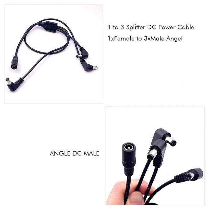1 Fêmea para 3 Ângulos Machos Formas de DC Splitter Cable de Extensão de Potência para CCTV Security Camera 1