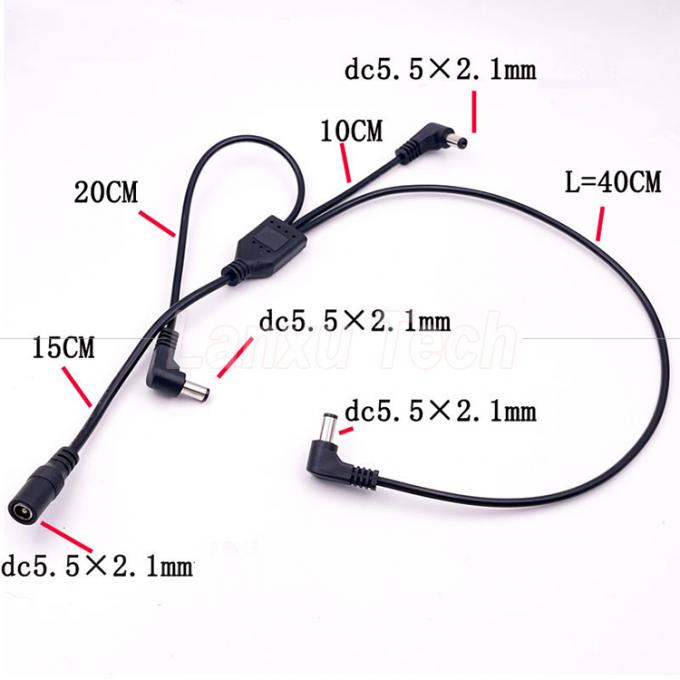 1 Fêmea para 3 Ângulos Machos Formas de DC Splitter Cable de Extensão de Potência para CCTV Security Camera 3