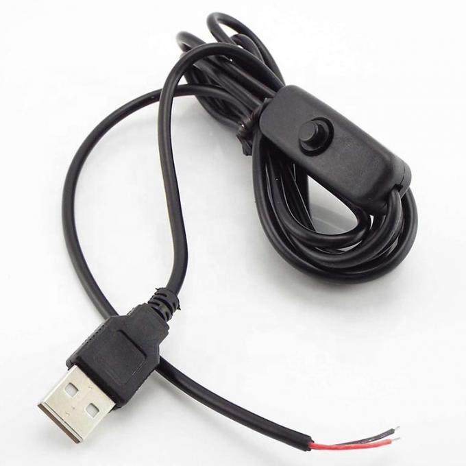 1m Lâmina LED Branca Negra Energia ligada e desligada Botão USB Tipo A Cabo de extensão do interruptor 2
