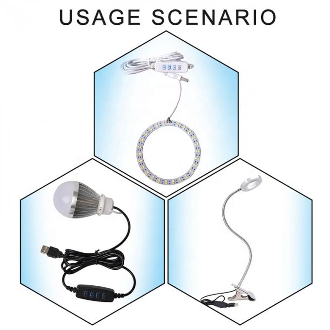Interruptor de atenuação de energia de 5 V Cable de carregador USB para faixa LED 3