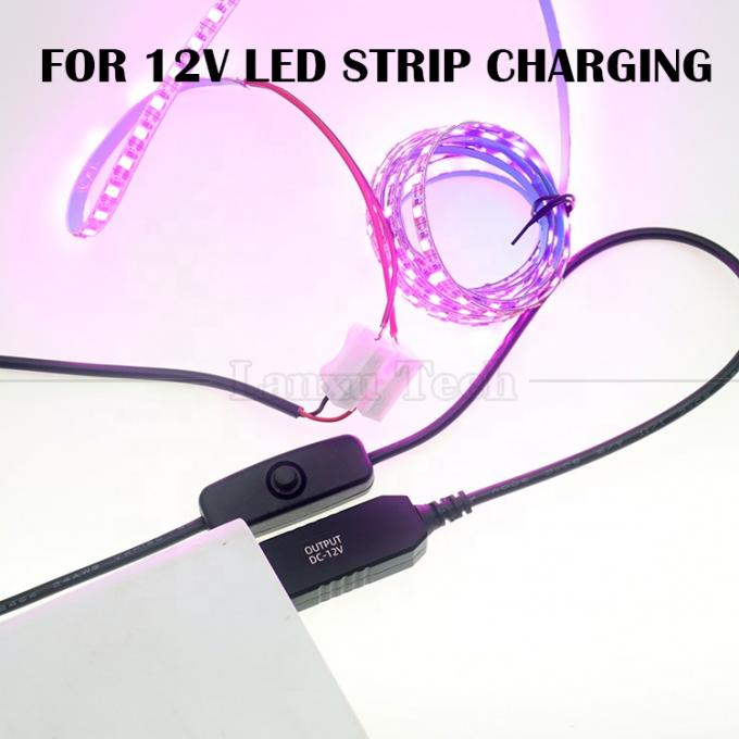12V LED Strip Light Power on off Switch Conector USB para cabo de carregamento de conversor de fio aberto 1