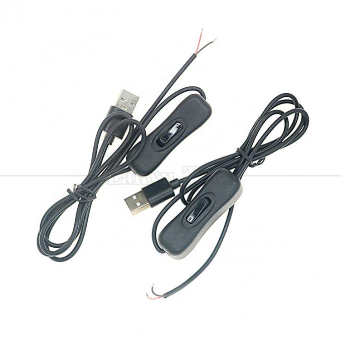 Alimentação ON OFF 1M USB A macho para abrir cabo de carregador de fio nu em lata com botão 304 Switch 1