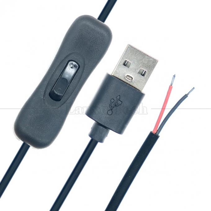Alimentação ON OFF 1M USB A macho para abrir cabo de carregador de fio nu em lata com botão 304 Switch 2