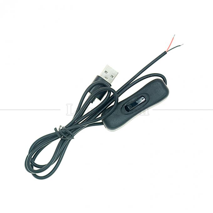 Alimentação ON OFF 1M USB A macho para abrir cabo de carregador de fio nu em lata com botão 304 Switch 5