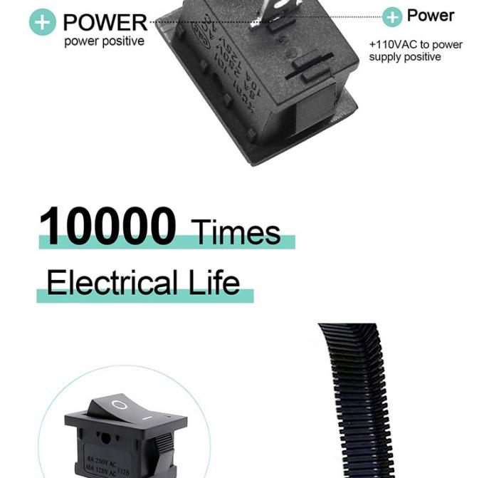 AC 6A/250V 10A/125V Negro 2 Pin Posição Snap em ON OFF Switch Rocker Boat elétrico 5