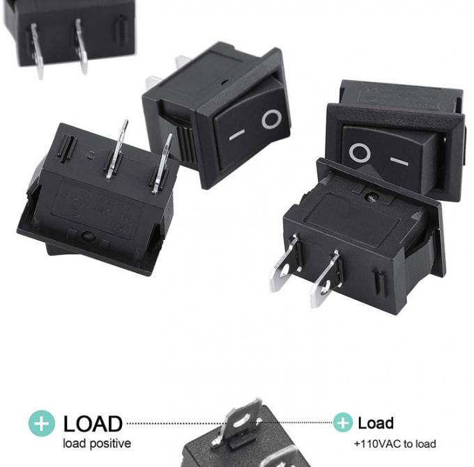 AC 6A/250V 10A/125V Negro 2 Pin Posição Snap em ON OFF Switch Rocker Boat elétrico 4