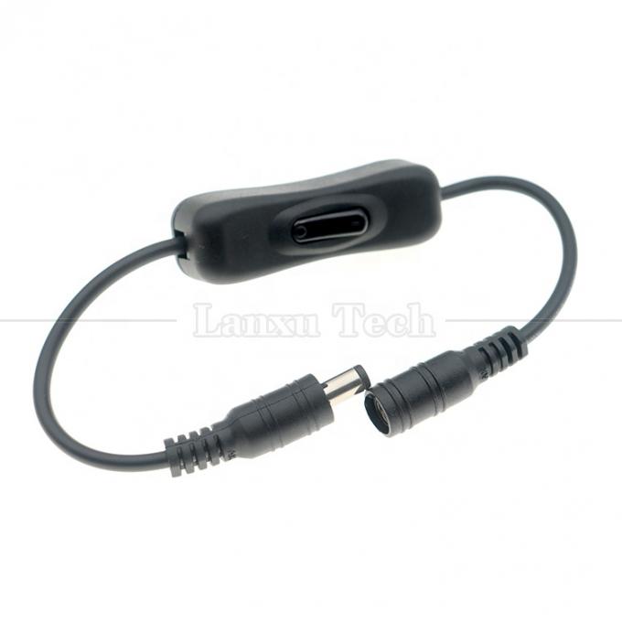 12V 24V Homem para Mulher 5.5x2.1mm Jack DC ON OFF 304 Switch Cable para lâmpada LED 0