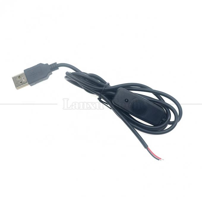 Cobertura de borracha de silicone à prova d'água em desligamento Push Button Switch 5V USB para abrir fios de 2 pinos nu cabo final para lâmpada de luz LED 3