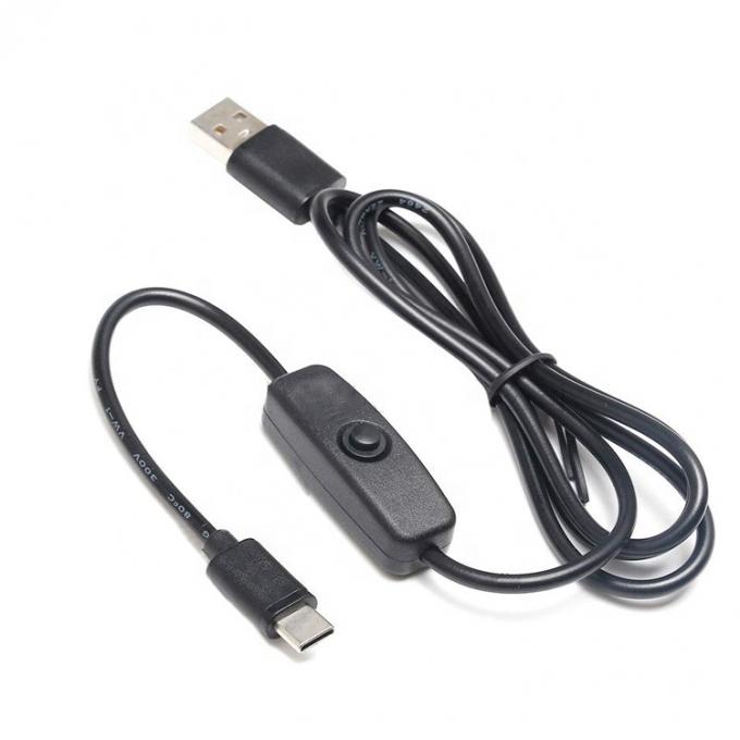 1m 5V 3A cabo USB tipo C com interruptor ON OFF para Raspberry Pi 4