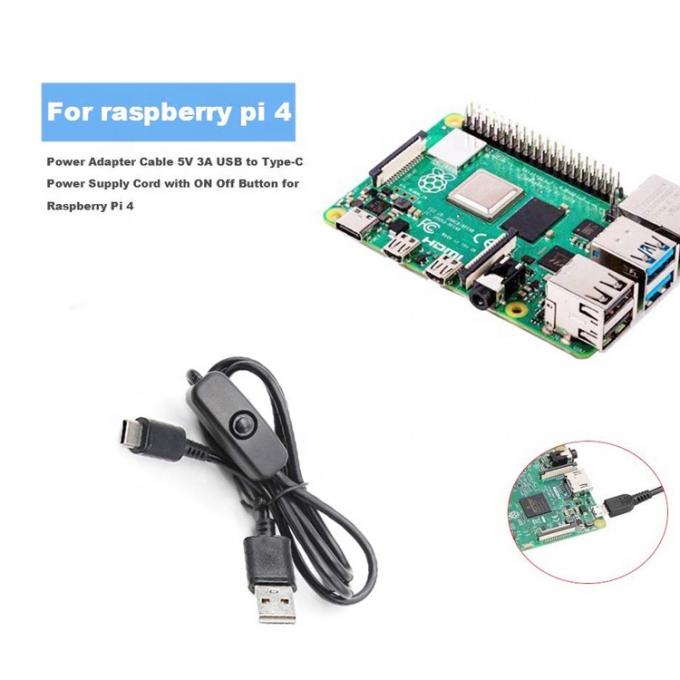 1m 5V 3A cabo USB tipo C com interruptor ON OFF para Raspberry Pi 2