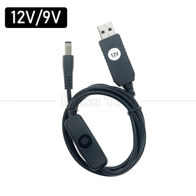Reforço de alta qualidade 5V USB para 12V 9V DC 5.5x2.1mm Jack de barril Carregador de energia ON OFF Cable com interruptor para Router Fan LED Strip 4