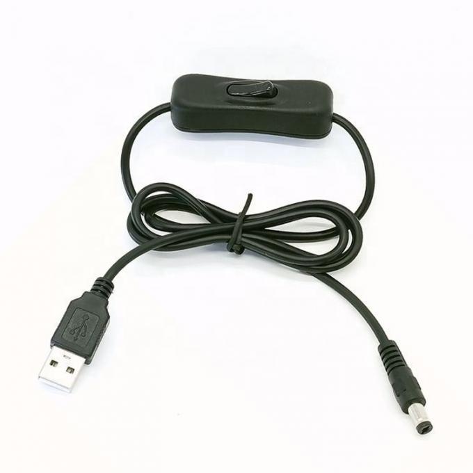 1m 5V USB para DC 5.5x2.1mm cabo de extensão de carregador de energia com interruptor ON OFF para LED 0
