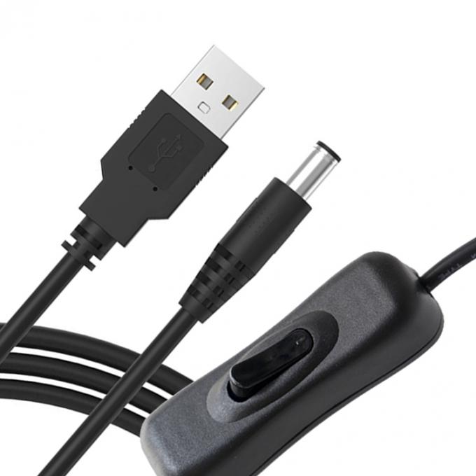 1m 5V USB para DC 5.5x2.1mm cabo de extensão de carregador de energia com interruptor ON OFF para LED 4