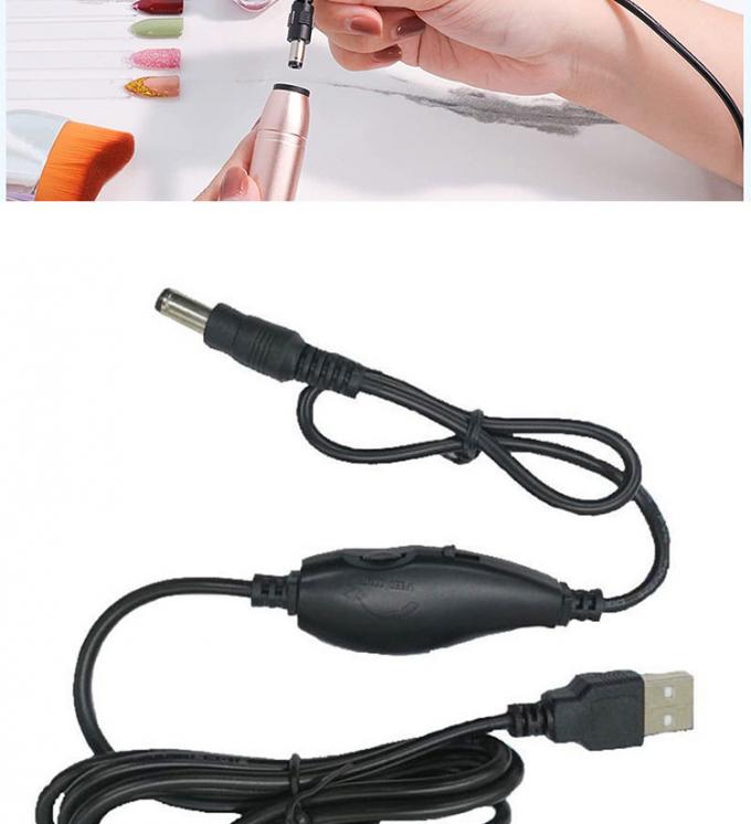 5V USB para DC 5.5x2.1mm 12V Output Brightness Control Dimmer ajustável ligado e desligado Cabo de interruptor para ventilador de lâmpada LED 6