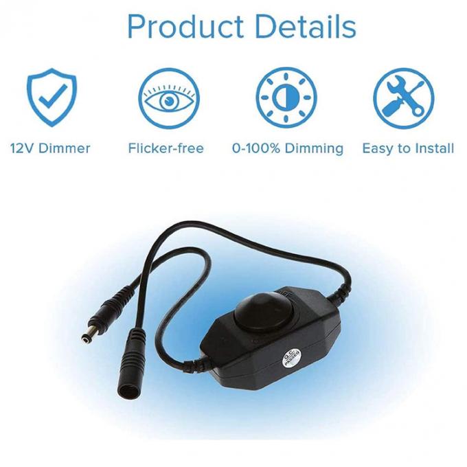 Certificado CE 12V 24V de macho para fêmea de corrente contínua AC ON OFF Controller Switch LED Dimmer para lâmpada 6