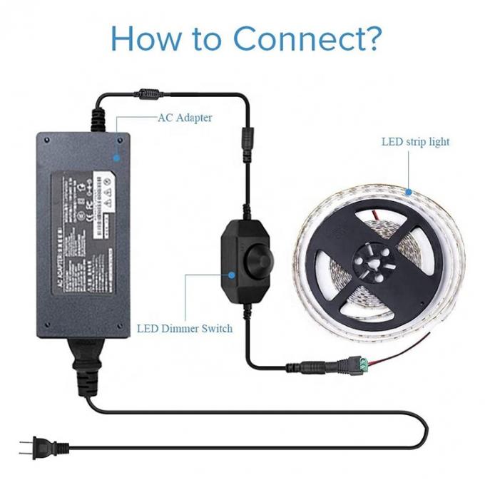 Certificado CE 12V 24V de macho para fêmea de corrente contínua AC ON OFF Controller Switch LED Dimmer para lâmpada 7