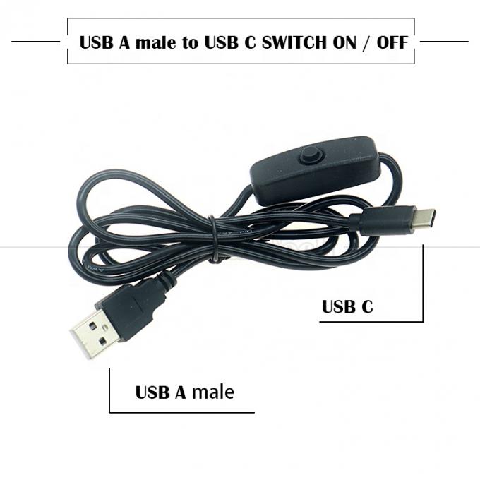 5V USB A macho para tipo C USB Switch Power ON OFF cabo para Raspberry Pi LED Strip 0