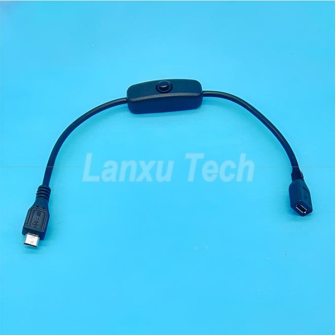 USB Micro B Mulher para Mulher Extensão ligada desligada Push Button 501 Switch Cable 2
