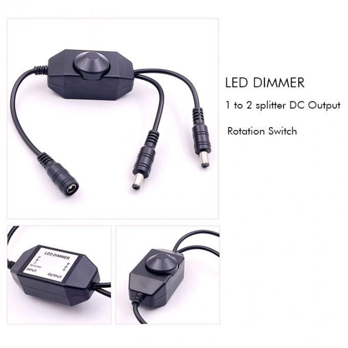 12v 1 Fêmea para Splitter 2 Homem Potência DC ligada e desligada Rotation Switch Controller LED Dimmer para lâmpada 1