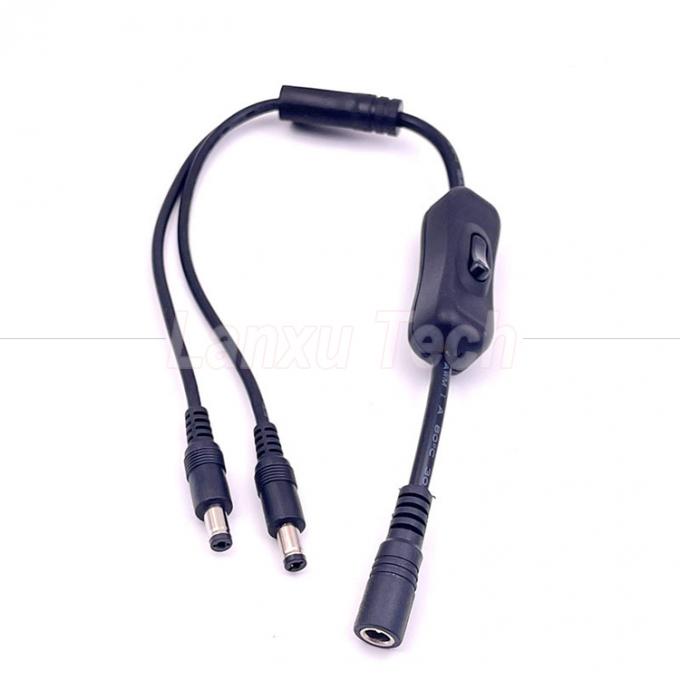 12v Splitter 1 Fêmea para 2 Machos DC Plug 5.5x2.1mm em off Switch Cord Cable para luz de lâmpada LED 1