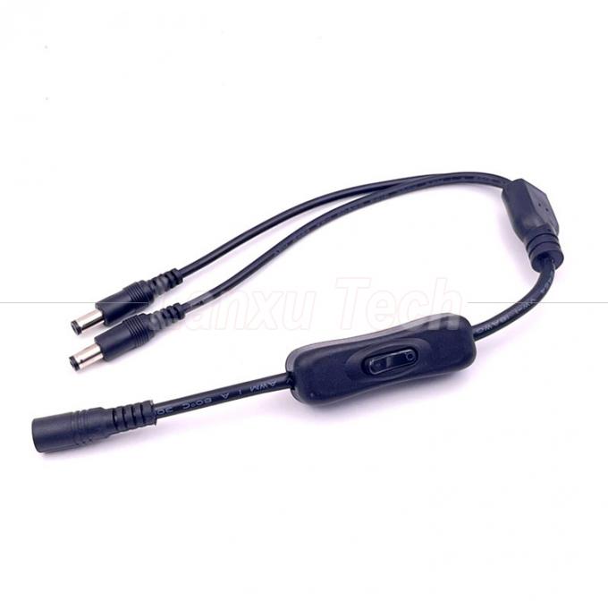 12v Splitter 1 Fêmea para 2 Machos DC Plug 5.5x2.1mm em off Switch Cord Cable para luz de lâmpada LED 5