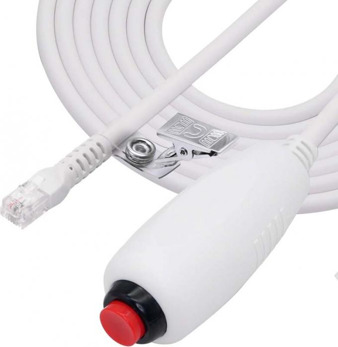Customizado RJ11 6Pin 4Core Single Button Hand Grip Cable de chamada de enfermagem com clip para estação de enfermagem 1