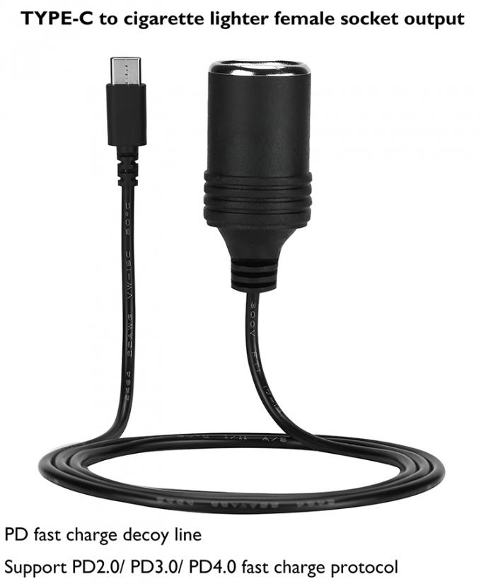 PD Carregamento 12v Saída USB Tipo C Homem para Cigarro Lighter Fêmea Socket Plug Adaptador de Energia Cable para carro 3