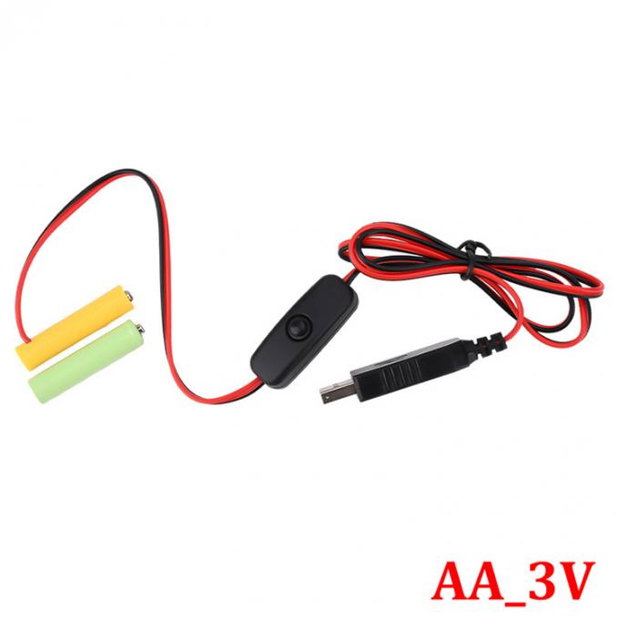 1.5v 3v 4.5v 6v LR6 AA LR03 AAA Eliminador de bateria Substitua USB Switch ON OFF Cabo de carregador de energia para brinquedos eletrônicos de luz LED 1