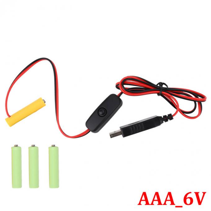 1.5v 3v 4.5v 6v LR6 AA LR03 AAA Eliminador de bateria Substitua USB Switch ON OFF Cabo de carregador de energia para brinquedos eletrônicos de luz LED 2