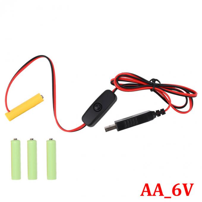 1.5v 3v 4.5v 6v LR6 AA LR03 AAA Eliminador de bateria Substitua USB Switch ON OFF Cabo de carregador de energia para brinquedos eletrônicos de luz LED 5