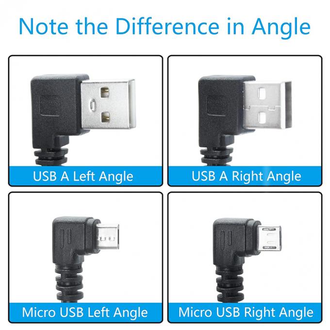 Ângulo USB a L Forma Esquerda Direita Ângulo 90 Graus Micro V8 Cable de Carregador de Dados de Extensão 2