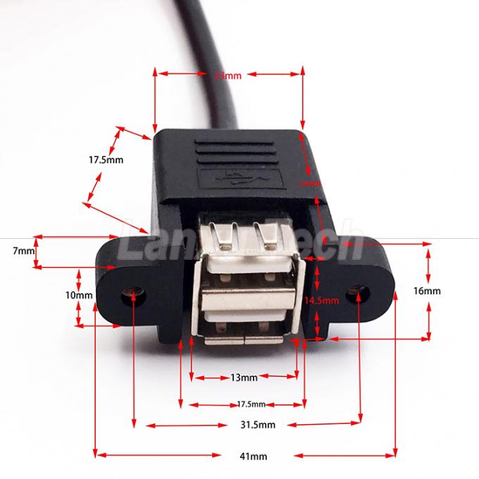 Dual USB Tipo A 2 portas de painel de montagem USB para Dupont 9 Pin Header conector cabo de fio 2