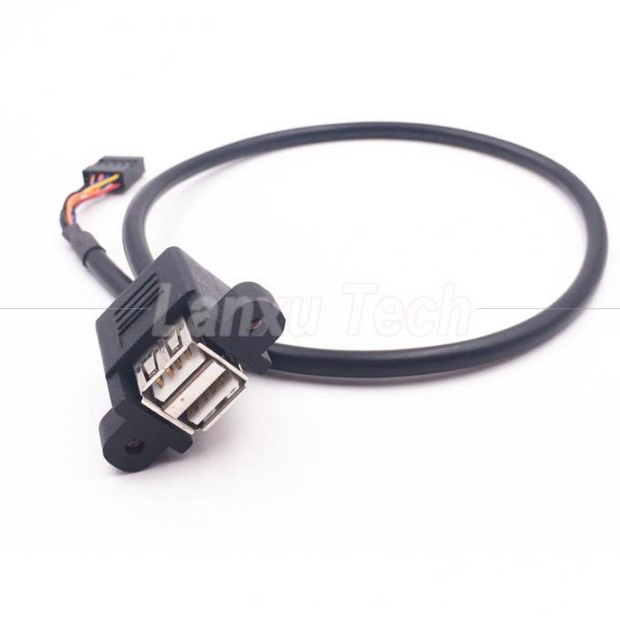 Dual USB Tipo A 2 portas de painel de montagem USB para Dupont 9 Pin Header conector cabo de fio 6