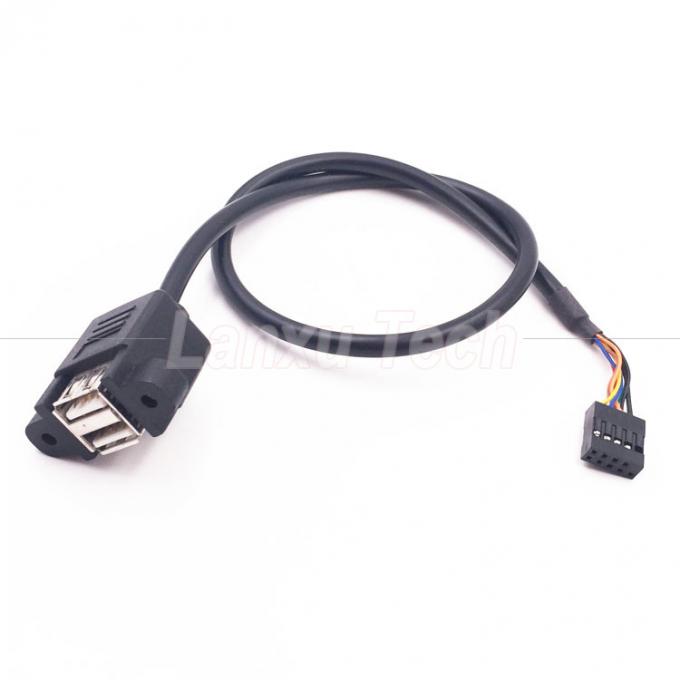 Dual USB Tipo A 2 portas de painel de montagem USB para Dupont 9 Pin Header conector cabo de fio 4