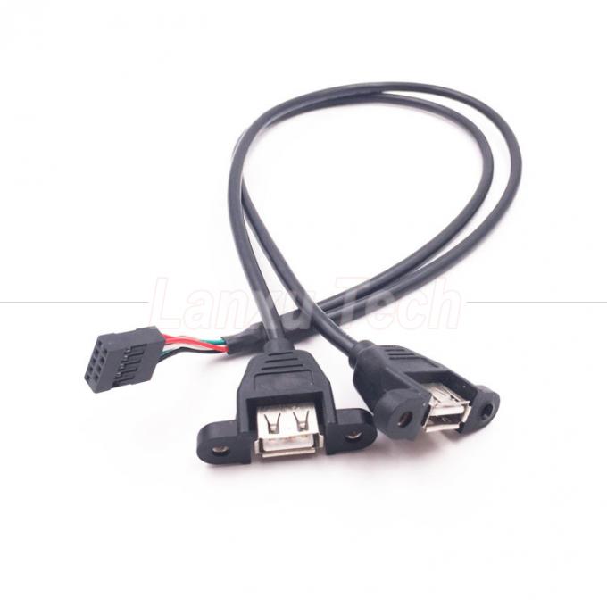 Dual USB Tipo A 2 portas de painel de montagem USB para Dupont conector cabo de fio 1