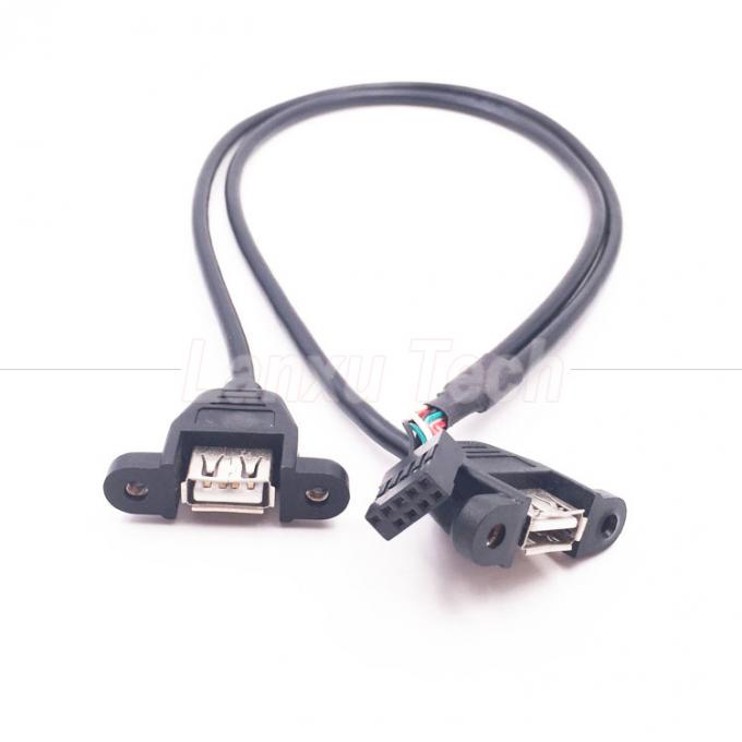 Dual USB Tipo A 2 portas de painel de montagem USB para Dupont conector cabo de fio 3
