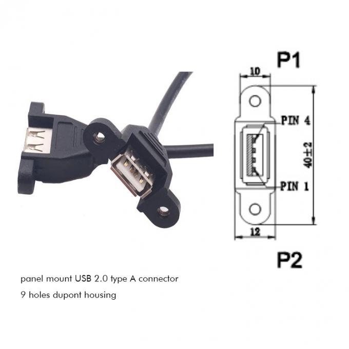 Dual USB Tipo A 2 portas de painel de montagem USB para Dupont conector cabo de fio 2