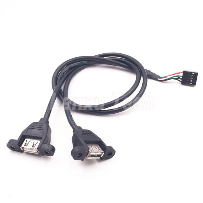 Dual USB Tipo A 2 portas de painel de montagem USB para Dupont conector cabo de fio 5